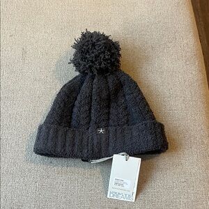 Barefoot Dreams Cozy Black Pom-Pom Beanie